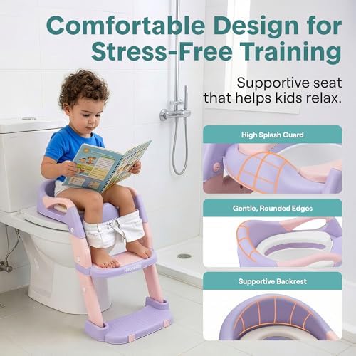 SereneLife anti slip feet and safety handles on toddler toilet ladder