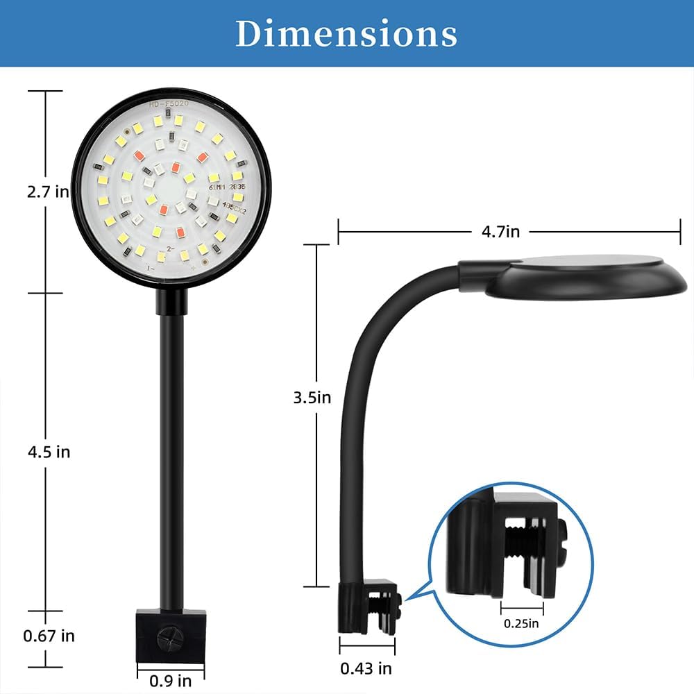 DaToo mini aquarium light mounted on small glass tank