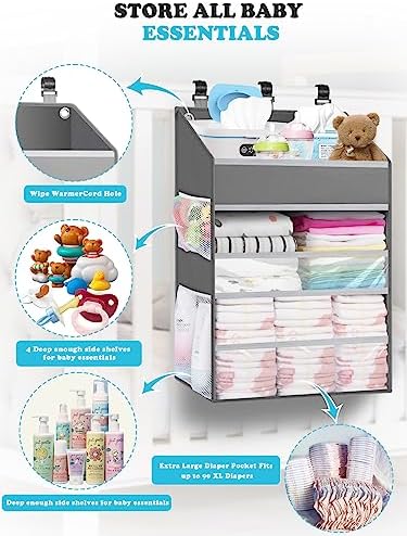 Photoone nursery storage organizer showing main diaper compartments