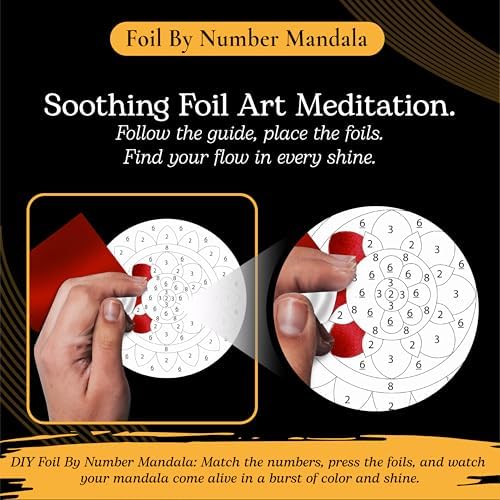 Peeling and pressing colorful foil sheets onto adhesive coaster templates