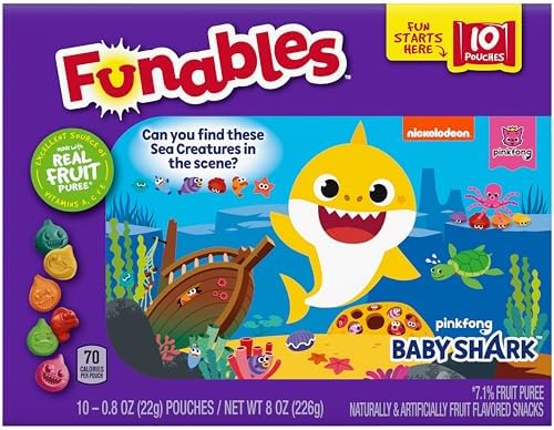 Funables Baby Shark gluten free fruit snacks ingredients list and allergen information
