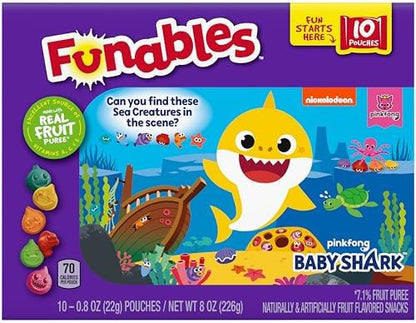 Funables Baby Shark gluten free fruit snacks ingredients list and allergen information