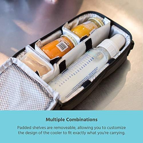 J.L. Childress travel cooler bag showing storage for glass baby bottles