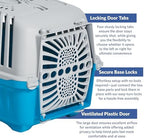 Interior look of the 19-inch blue plastic travel carrier for pets under 10 pounds