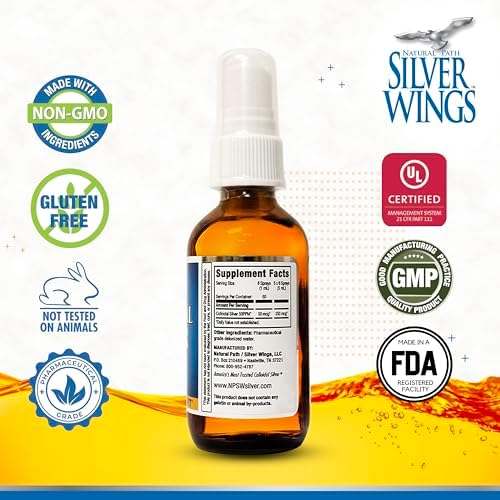 Natural Path Silver Wings fifty parts per million silver spray bottle amber glass packaging
