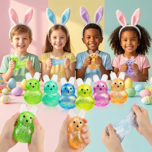 UDZRL Easter rabbit squeeze balls being washed under warm running tap water for easy cleaning instruction.