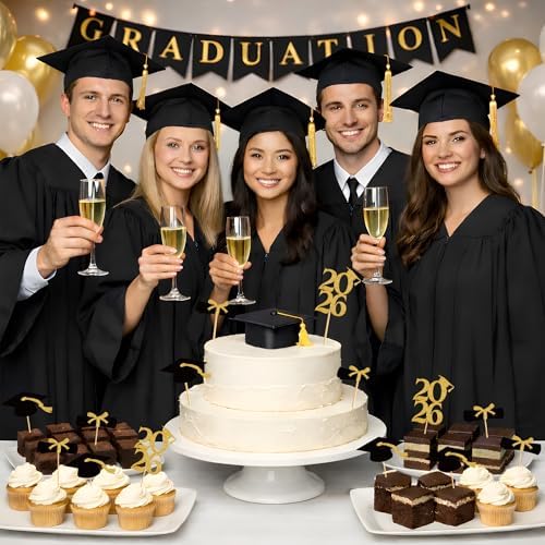 Assorted 2026 class graduation party cake decorations