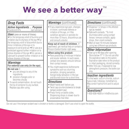 Imported IVIZIA eye lubricant packaging showing ingredients and benefits