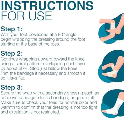 Applying the Unna Boot bandage in a spiral motion for edema relief.