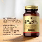 Solgar Chelated Manganese mineral supplement tablet close up