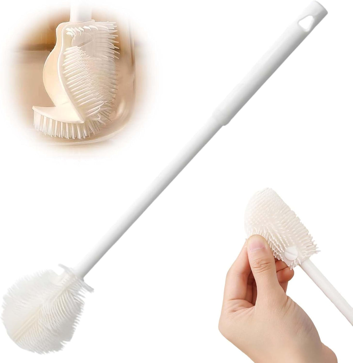AprYew 360 degree flexible silicone bottle brush front view