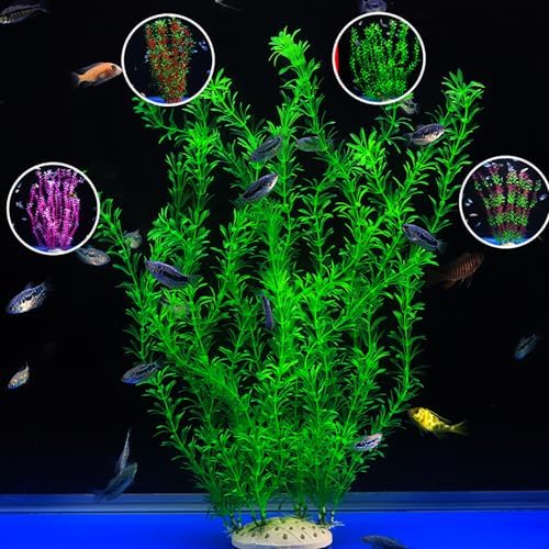 Side view of DSkoiph premium plastic fish tank plants highlighting the smooth fish safe edges.