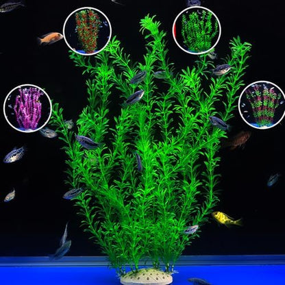 Side view of DSkoiph premium plastic fish tank plants highlighting the smooth fish safe edges.