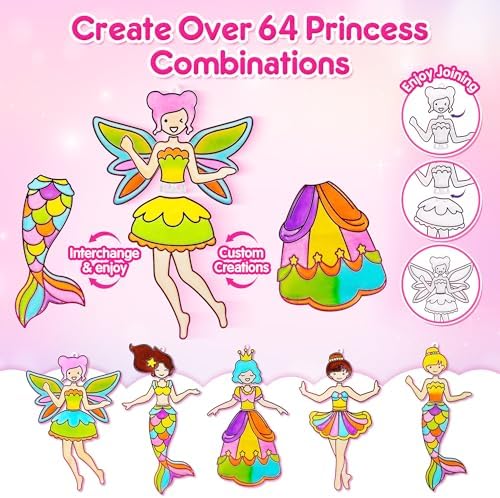 Close up of a child using glass paint to color a princess suncatcher