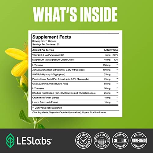 Supplement facts label for LES Labs Mood Boost imported from USA