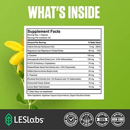 Supplement facts label for LES Labs Mood Boost imported from USA