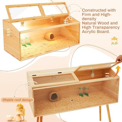 CroBlissful 40 x 16 x 16 in Brooder Kit Box for Chicken Quails Indoor Outdoor with Leg Stand Sliding Door, Bulb Set and Feeder, Baby Chicken Coops for Ducks, Hamsters, Lizards, Mice, Rat - Image 5