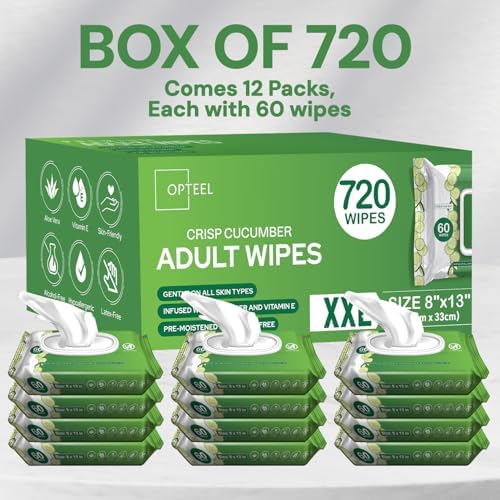 Opteel premium adult washcloths package back label showing detailed product information