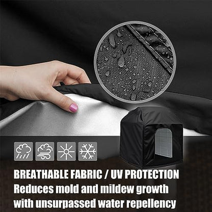 Three edge drawstring design on the bottom of the black protective pet cover