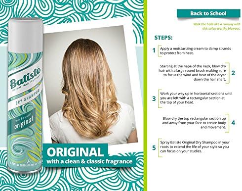 Three aerosol cans of Batiste waterless classic clean hair spray showcasing packaging details