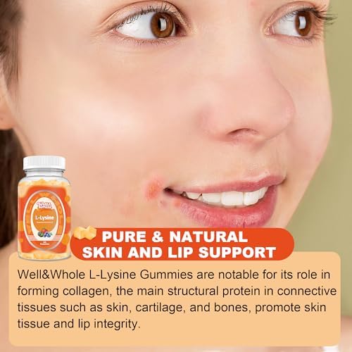 Side profile of Well and Whole L-Lysine 1000mg supplement bottle