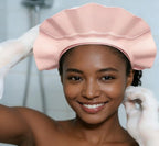 Waterproof eye and ear protector cap for kids in premium pink packaging.