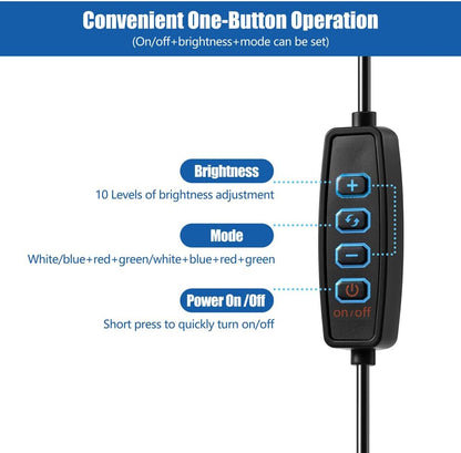 Novique 8 Watt USB aquarium lamp highlighting the one button inline controller