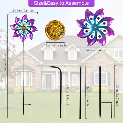 Vewogarden kinetic wind sculpture installed in a residential lawn