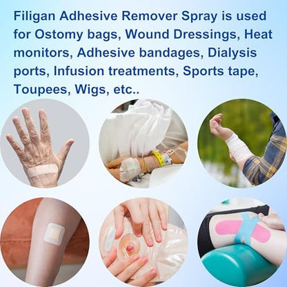 Medical grade adhesive removal spray for bandages and sports tape.