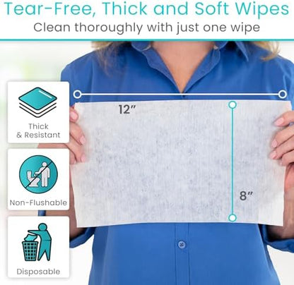 Vive incontinence wipes for men and women showing aloe vera enrichment