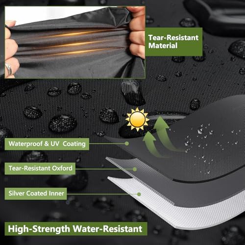 Windproof elastic straps securing a black outdoor dog house roof protector