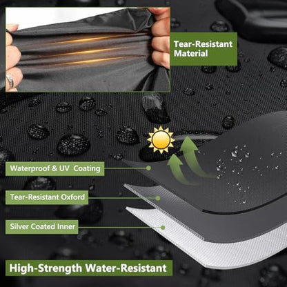 Windproof elastic straps securing a black outdoor dog house roof protector