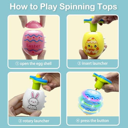 Kids playing with glow in the dark spinning tops