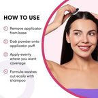 Person applying Get Back Gorgeous powder to thinning hairline