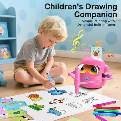 Smart voice guided drawing toy with color pens and activity cards