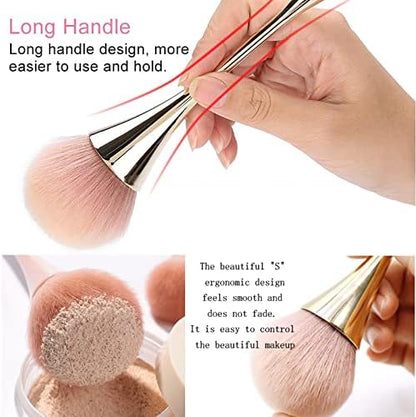 2Pcs Nail Dust Brush Acrylic Brush Cleaner Nail Brushes for Cleaning Dust Dip Powder Brush Large Makeup Brush Blush Brush Nail Clean Up Brush Manicure Brush Nail Art Tools (Gold+Black) - Image 2