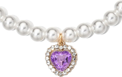 Close up of sparkling rhinestone heart pendant on pet collar