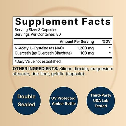 NatureBell NAC and Quercetin capsule close up
