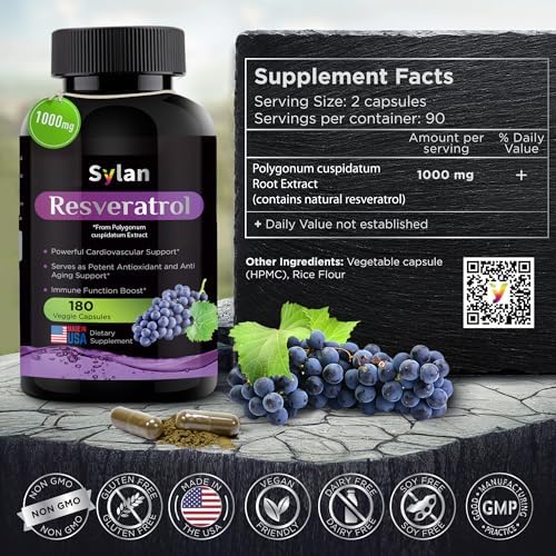 Sylan Resveratrol antioxidant supplement label details