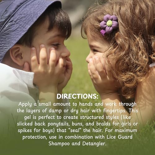 Back label of Little Green Lice Guard Gel showing natural ingredients