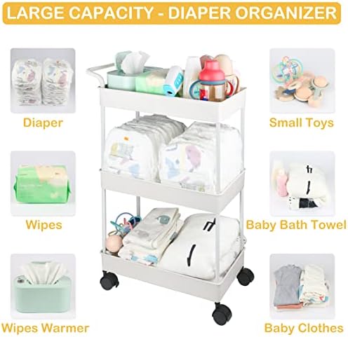 Beige Volnamal baby diaper storage cart assembly view