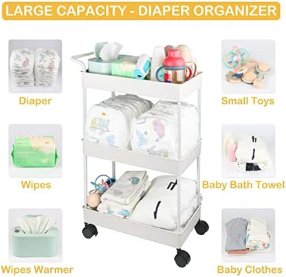 Beige Volnamal baby diaper storage cart assembly view