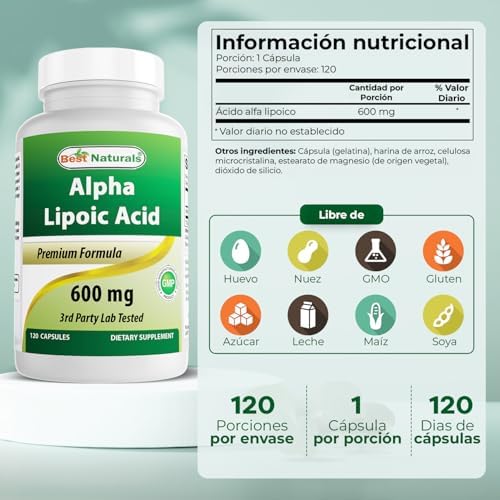 Best Naturals Alpha Lipoic Acid 120 capsule bottle label