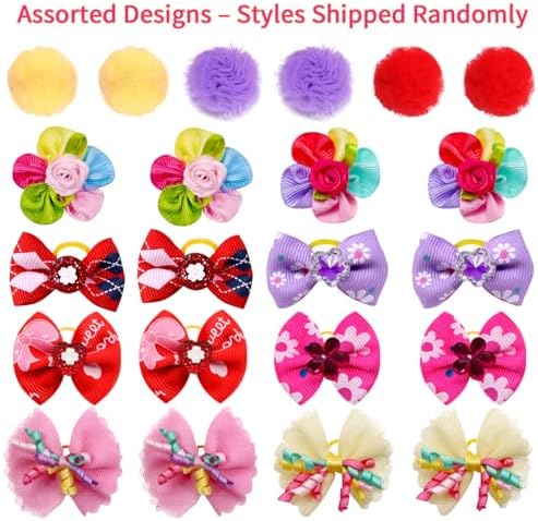 Assortment of lace and ribbon hair accessories for Yorkies and Shih Tzus
