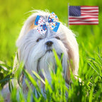 Various styles of USA themed dog hair bows for holidays