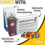 Joyful Clan joke gift box opened to reveal colorful jelly bean sweets inside the packaging.