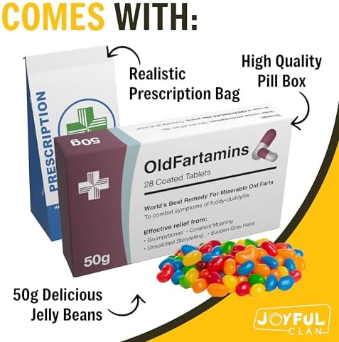 Joyful Clan joke gift box opened to reveal colorful jelly bean sweets inside the packaging.