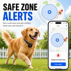 IP68 water resistant pet tracker attached to a dog collar