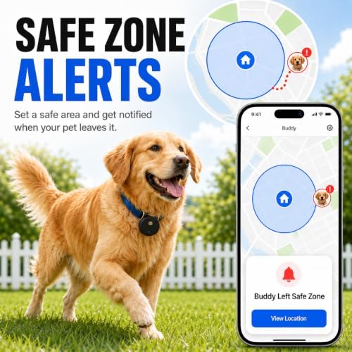 IP68 water resistant pet tracker attached to a dog collar