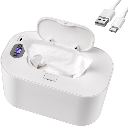 Hebafri baby wipe warmer and dispenser front view in white